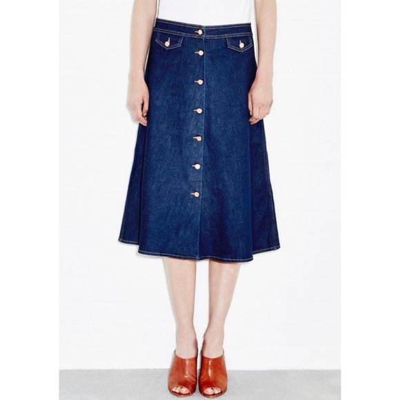 NWT M.i.H Jeans Button-Front Denim Midi Skirt XS - Picture 1 of 12